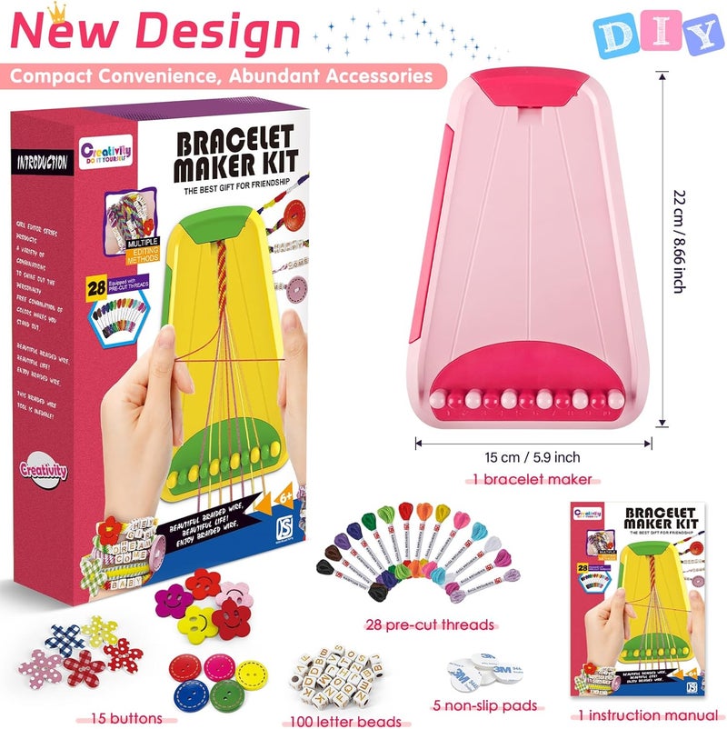 Maynacs Arts and Crafts for Kids Ages 8-12,Friendship Bracelet Making Kit for Girl,Kids Jewelry Making Kit with 28 Pre-Cut Threads,Christmas Birthday Gifts for Ages 6 7 8 9 10 11 12 Year Old Red - Image 3